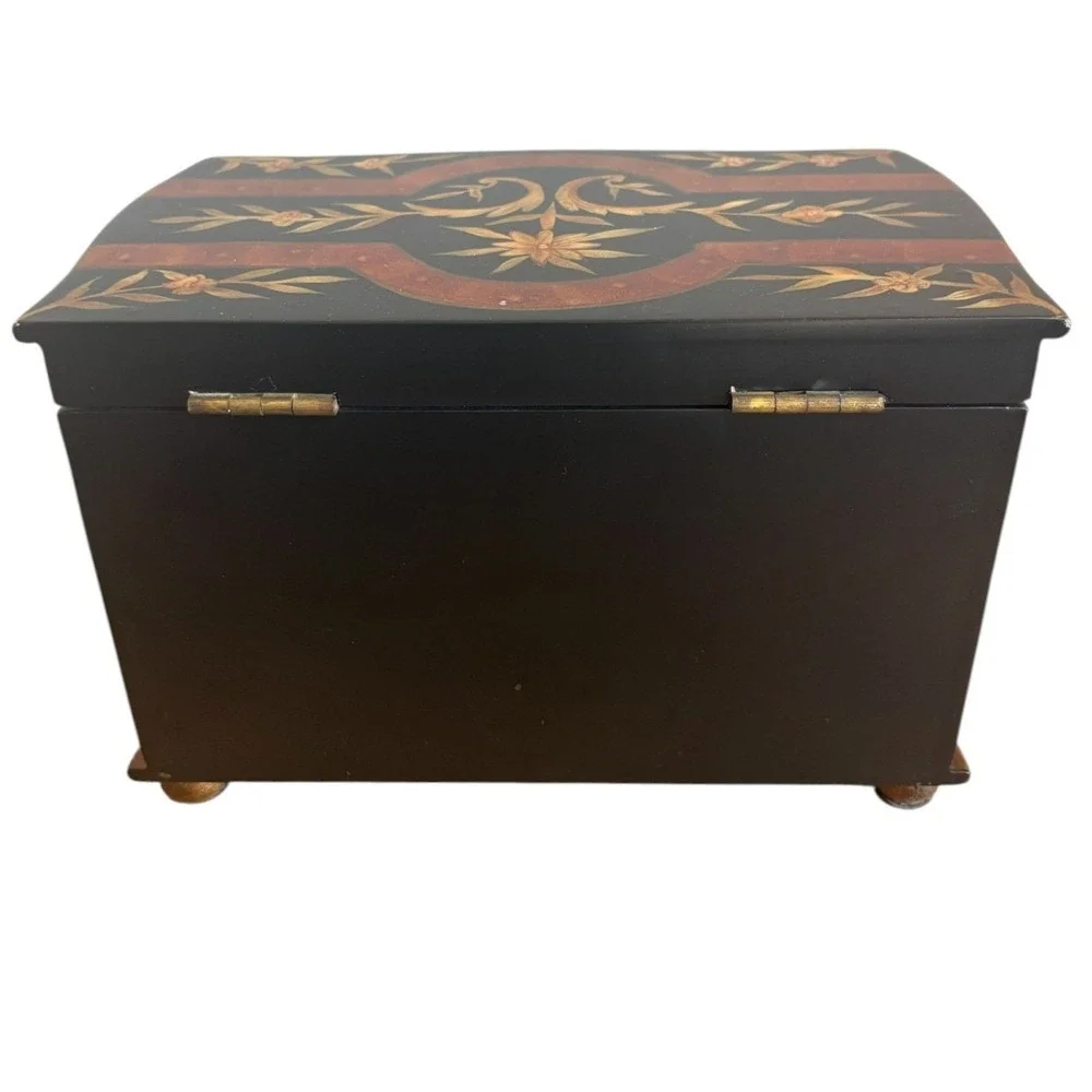 Chintz & Company Florentine Safari Box Hand Painted Wood Keepsake Jewelry Chest